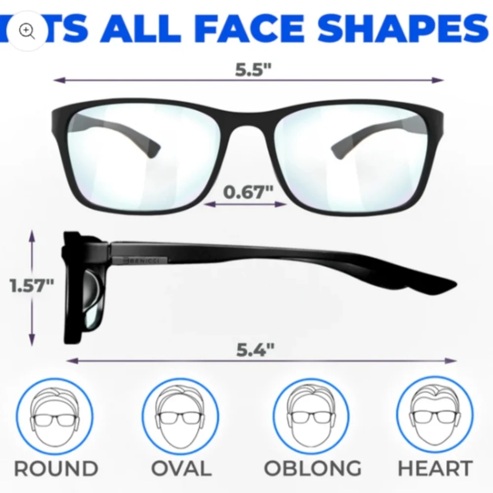 Benicci Black Blue Light Blocking Glasses